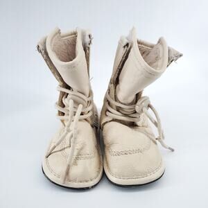 Jack+Lily Boho Baby Leather Moccasin HighTop Bootie Lace Up Cinch  Closure 18-24